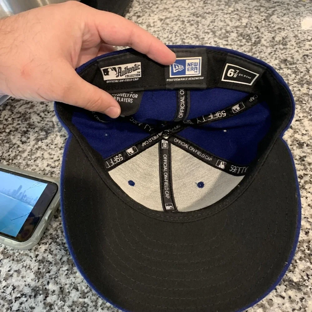 Vintage Los Angeles Dodgers Hat Cap Fitted Mens 6 7/8 Blue New Era 59FIFTY USA